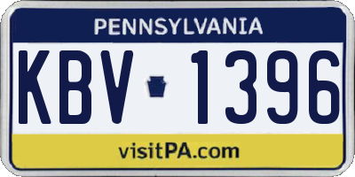 PA license plate KBV1396