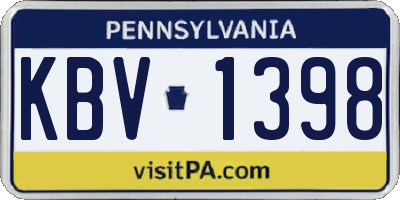 PA license plate KBV1398