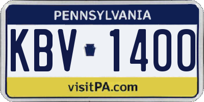 PA license plate KBV1400