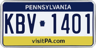 PA license plate KBV1401
