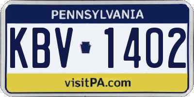 PA license plate KBV1402