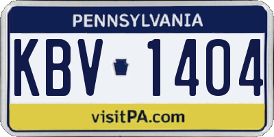 PA license plate KBV1404