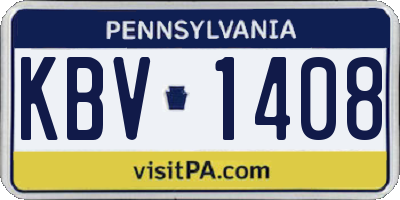 PA license plate KBV1408