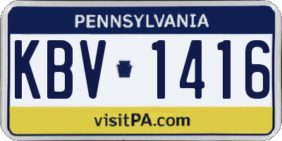 PA license plate KBV1416