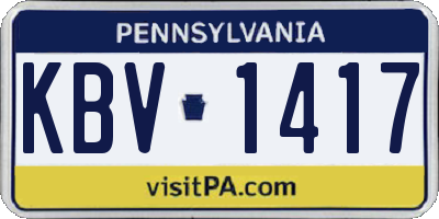 PA license plate KBV1417