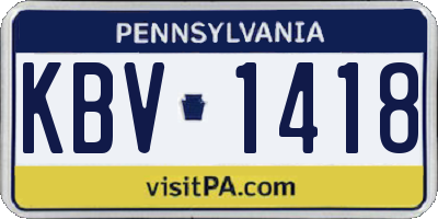 PA license plate KBV1418