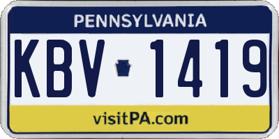 PA license plate KBV1419