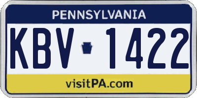 PA license plate KBV1422