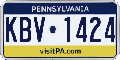 PA license plate KBV1424
