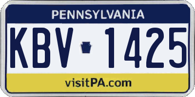 PA license plate KBV1425