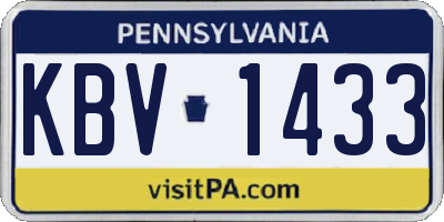 PA license plate KBV1433