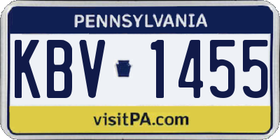 PA license plate KBV1455