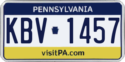 PA license plate KBV1457