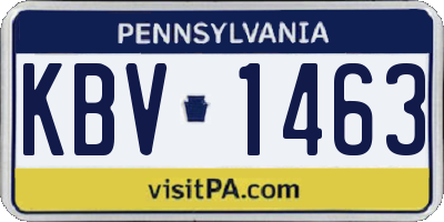 PA license plate KBV1463