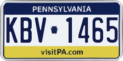 PA license plate KBV1465