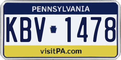 PA license plate KBV1478