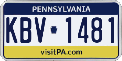 PA license plate KBV1481