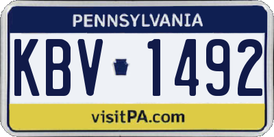 PA license plate KBV1492