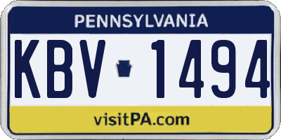 PA license plate KBV1494