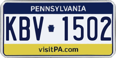 PA license plate KBV1502