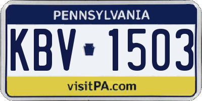 PA license plate KBV1503