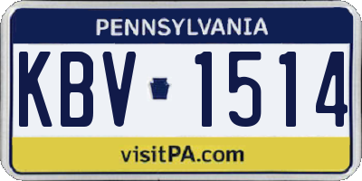 PA license plate KBV1514