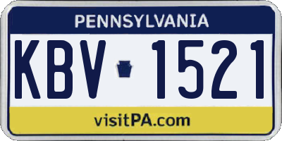 PA license plate KBV1521