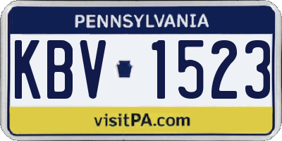 PA license plate KBV1523