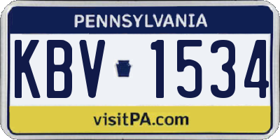 PA license plate KBV1534