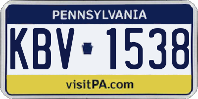 PA license plate KBV1538