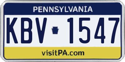 PA license plate KBV1547