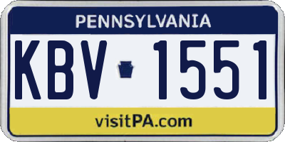 PA license plate KBV1551