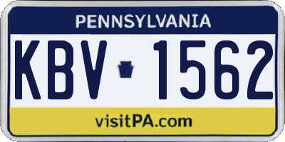 PA license plate KBV1562