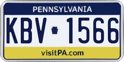 PA license plate KBV1566