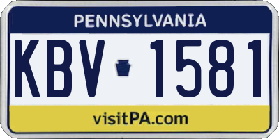 PA license plate KBV1581