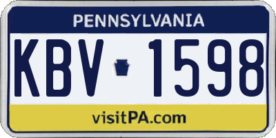 PA license plate KBV1598