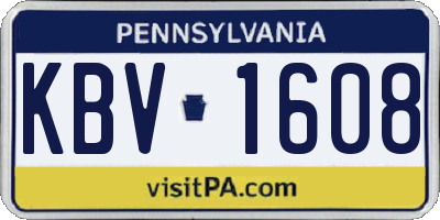 PA license plate KBV1608
