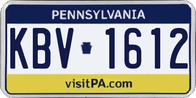 PA license plate KBV1612