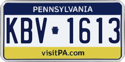 PA license plate KBV1613