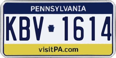 PA license plate KBV1614