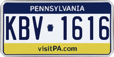 PA license plate KBV1616