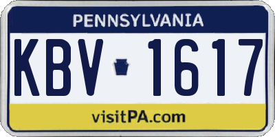 PA license plate KBV1617