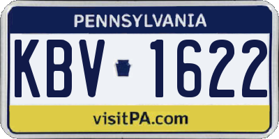 PA license plate KBV1622