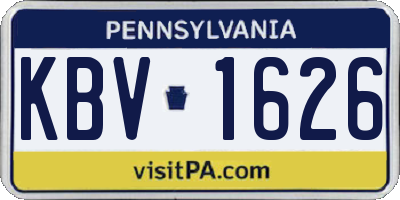 PA license plate KBV1626