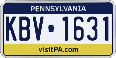 PA license plate KBV1631