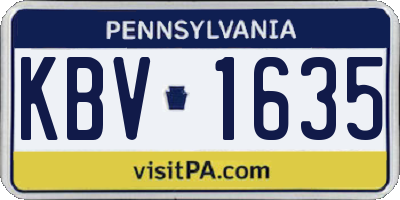 PA license plate KBV1635