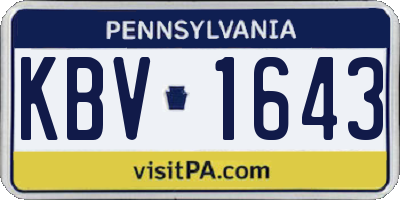 PA license plate KBV1643