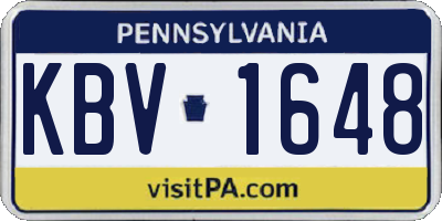 PA license plate KBV1648