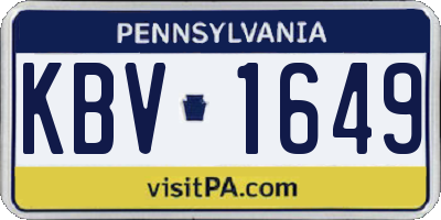 PA license plate KBV1649