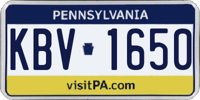 PA license plate KBV1650